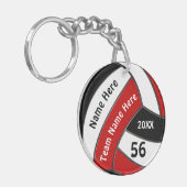 Personalisierte Volleyballgeschenke, rot, weiß und Schlüsselanhänger (Vorderseite links)