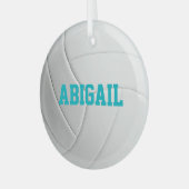 Personalisierte Volleyballverzierung Ornament Aus Glas (Vorderseite links)