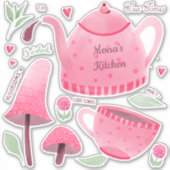 Personalisierte, von Hand angestrichene, rosa Tea- Aufkleber (Vorderseite)