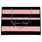 Personalisierte Vorderseite, rosa und schwarze Pap Große Geschenktüte (Vorderseite)