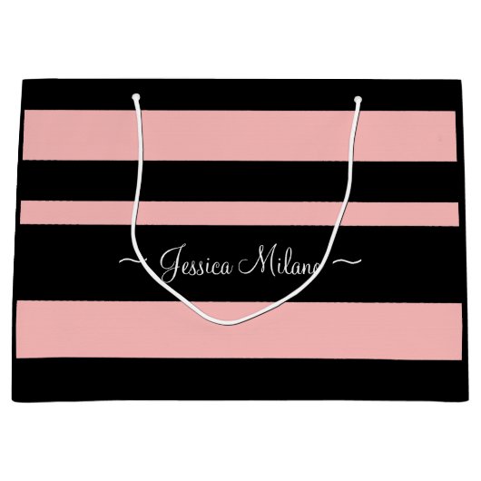 Personalisierte Vorderseite, rosa und schwarze Pap Große Geschenktüte (Vorderseite)
