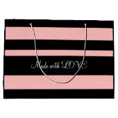Personalisierte Vorderseite, rosa und schwarze Pap Große Geschenktüte (Rückseite)