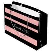 Personalisierte Vorderseite, rosa und schwarze Pap Große Geschenktüte (Rückseite Schrägansicht)