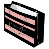 Personalisierte Vorderseite, rosa und schwarze Pap Große Geschenktüte (Vorderseite Schrägansicht)