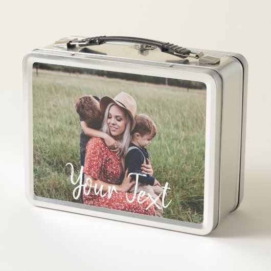 Personalisierte Vorlage für 2 Fotos und benutzerde Metall Brotdose (Rückseite)