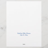 Personalisierte Vorlage für Baby Dusche Blue Bingg Briefbogen (Rückseite)