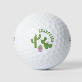 Personalisierte Vorlage für Kaktus, grün und rosa Golfball