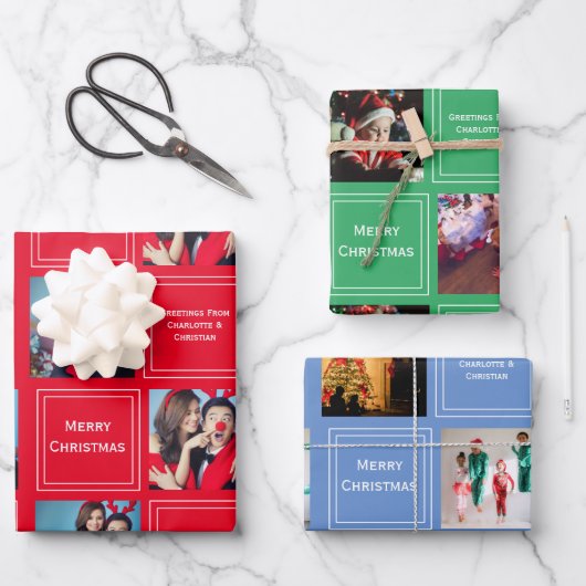 Personalisierte Vorlage für Weihnachtsfotografie Geschenkpapier Set (Vorderseite)