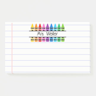 Personalisierte Wachsmalstifte-linierte Lehrerdank Post-it Klebezettel