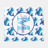 Personalisierte Wal-Flanelldecke mit Monogramm Fleecedecke (Vorderseite (Horizontal))