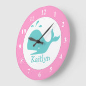 Personalisierte Wal-Wal-Wanduhr für Kinderzimmer Große Wanduhr (Winkel)