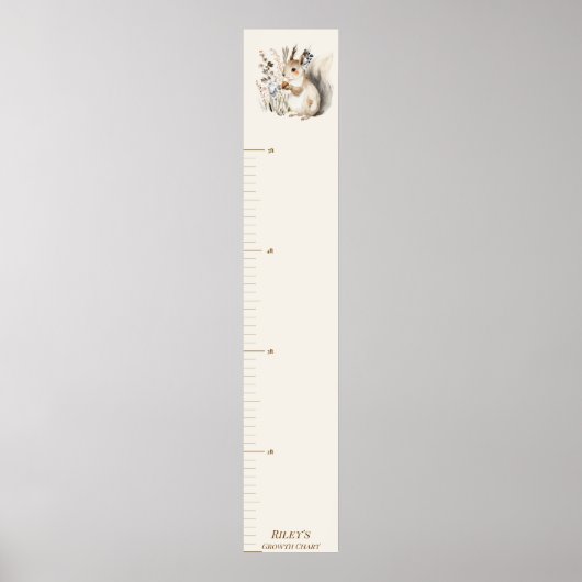 Personalisierte Wald-Eichhörnchen-Wachstumstabelle Poster (Vorne)