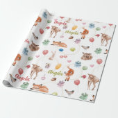 Personalisierte Wald-Wasserfarbe-Party-Tiere Geschenkpapier (Ungerollt)