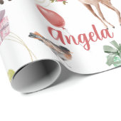 Personalisierte Wald-Wasserfarbe-Party-Tiere Geschenkpapier (Rolleneckpunkt)