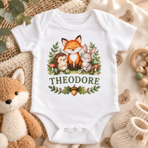 Personalisierte Waldtiere Baby-Name Baby Strampler