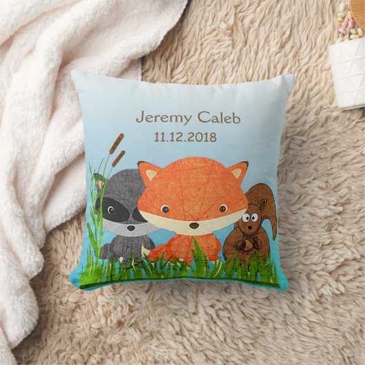 Personalisierte Waldtiere Fox Throw Kissen (Decke)