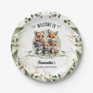 Personalisierte Waldwunder-Baby-Party Pappteller