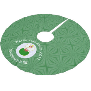 Personalisierte walisische Engel-Weihnachtsflagge Polyester Weihnachtsbaumdecke