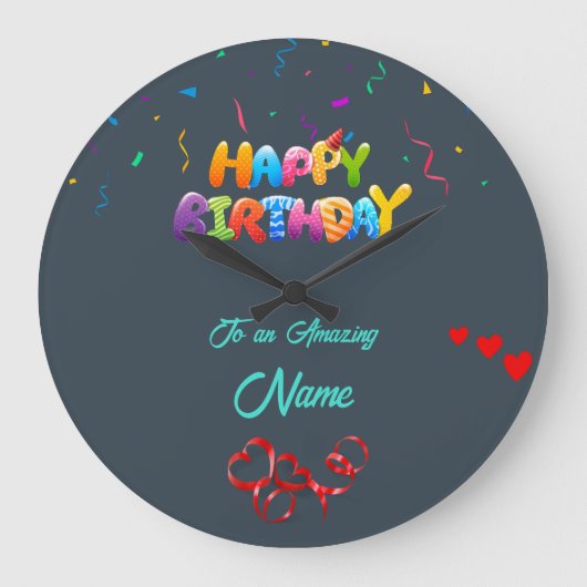 Personalisierte Wall Clock - Einzigartiges Geburts Große Wanduhr (Vorderseite)