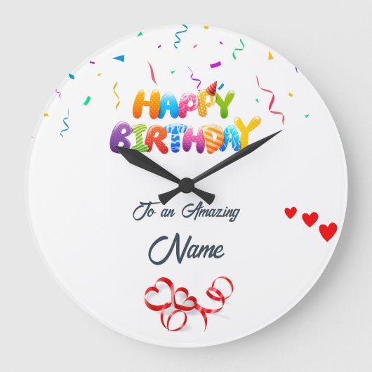 Personalisierte Wall Clock - Einzigartiges Geburts Große Wanduhr (Vorderseite)