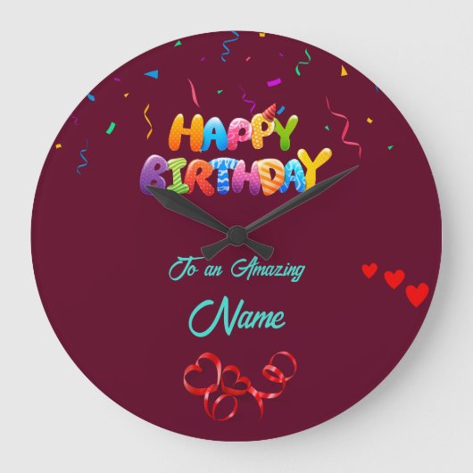 Personalisierte Wall Clock - Einzigartiges Geburts Große Wanduhr (Vorderseite)