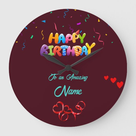 Personalisierte Wall Clock - Einzigartiges Geburts Große Wanduhr (Vorderseite)