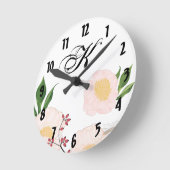 Personalisierte Wall-Uhr Weiße Blume auf Wa Runde Wanduhr (Winkel)