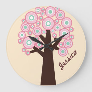 Personalisierte Wand-Uhr - Retro Baum-Entwurf Große Wanduhr