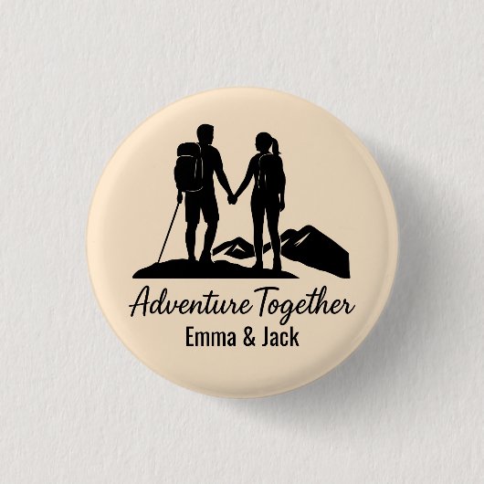 Personalisierte Wanderer-Paar-Silhouette Minimalis Button (Vorderseite)