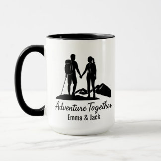 Personalisierte Wanderer-Paar-Silhouette Minimalis Tasse