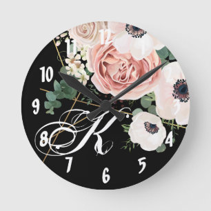 Personalisierte Wanduhr Geometrischer Garten Rose