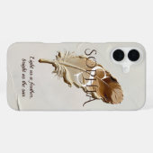 Personalisierte Warme Braune Feder Monogramm iPhone Hülle (Rückseite (Horizontal))