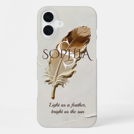 Personalisierte Warme Braune Feder Monogramm iPhone Hülle (Rückseite)