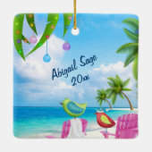 Personalisierte Warmwünsche Birds Weihnachten Keramikornament (Rückseite)