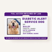 Personalisierte Warnhinweise für Diabetiker Hunde  Ausweis (Vorderseite)