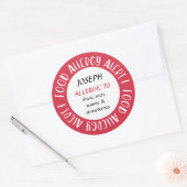 Personalisierte Warnhinweise zur Allergie bei rote Runder Aufkleber (Umschlag)