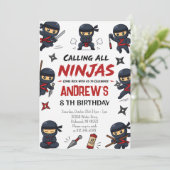 Personalisierte Warrior Ninja Geburtstagsfeier Einladung (Stehend Vorderseite)