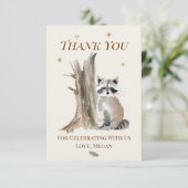 Personalisierte Waschbär-Dankeskarte Dankeskarte (Stehend Vorderseite)