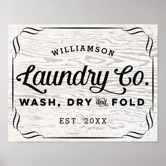 Personalisierte Waschwaschtrocknung auf rustikalem Poster (Vorne)