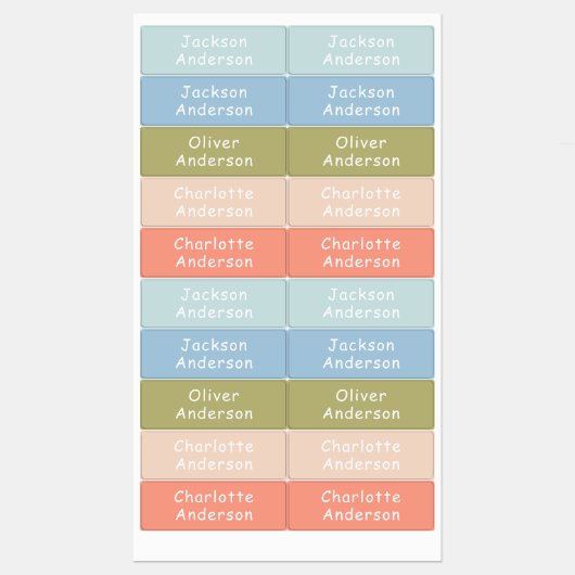 Personalisierte, wasserdichte Kinder Etiketten (Blatt)
