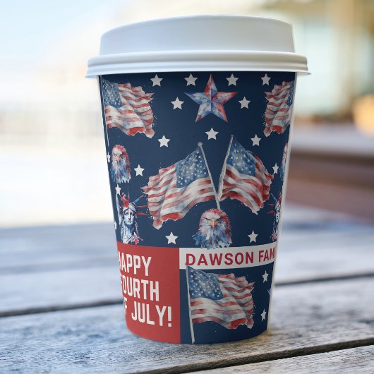 Personalisierte Wasserfarbe 4. Juli Pappbecher