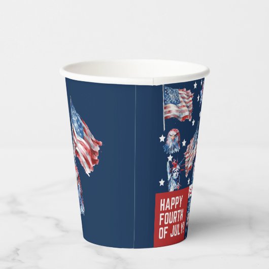 Personalisierte Wasserfarbe 4. Juli Pappbecher (Rechts)
