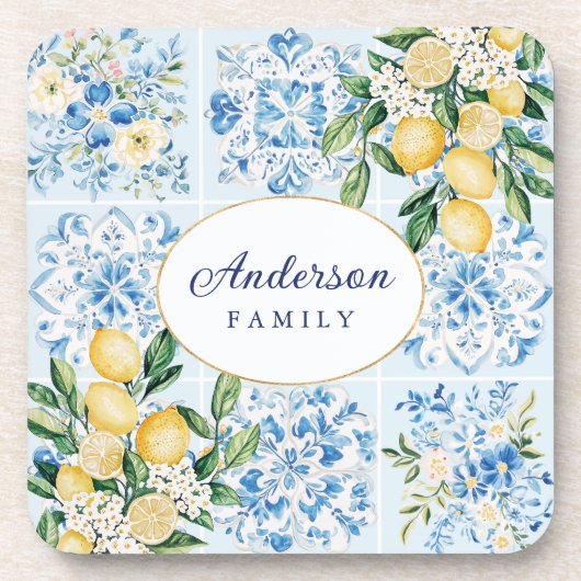 Personalisierte Wasserfarbe Blau Getränkeuntersetzer (Vorderseite)