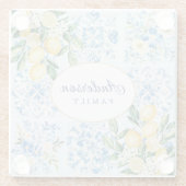 Personalisierte Wasserfarbe Blau Glasuntersetzer (Rückseite)