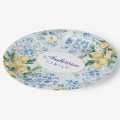 Personalisierte Wasserfarbe Blau Pappteller (Schrägansicht)