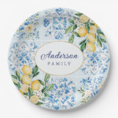 Personalisierte Wasserfarbe Blau Pappteller (Vorderseite)