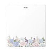 Personalisierte Wasserfarbe Blaue Hydrangeas Notizblock (Vorderseite)