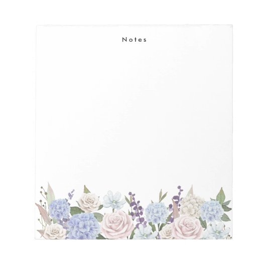 Personalisierte Wasserfarbe Blaue Hydrangeas Notizblock (Vorderseite)