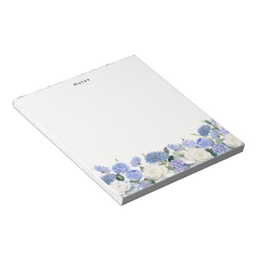 Personalisierte Wasserfarbe Blaue Hydrangeas Notizblock (angewinkelt)
