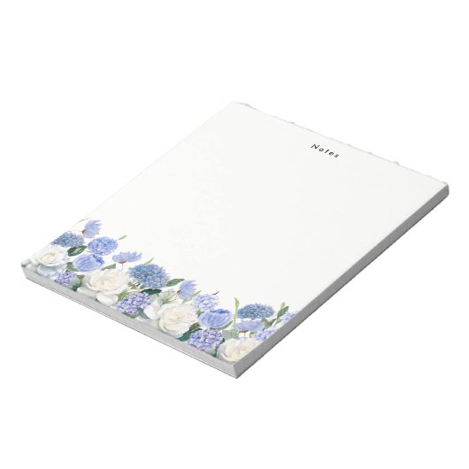 Personalisierte Wasserfarbe Blaue Hydrangeas Notizblock (Rotiert)